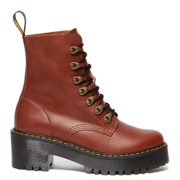 Dr. Martens Brown Leather Platform Boots - Picture 2 of 12